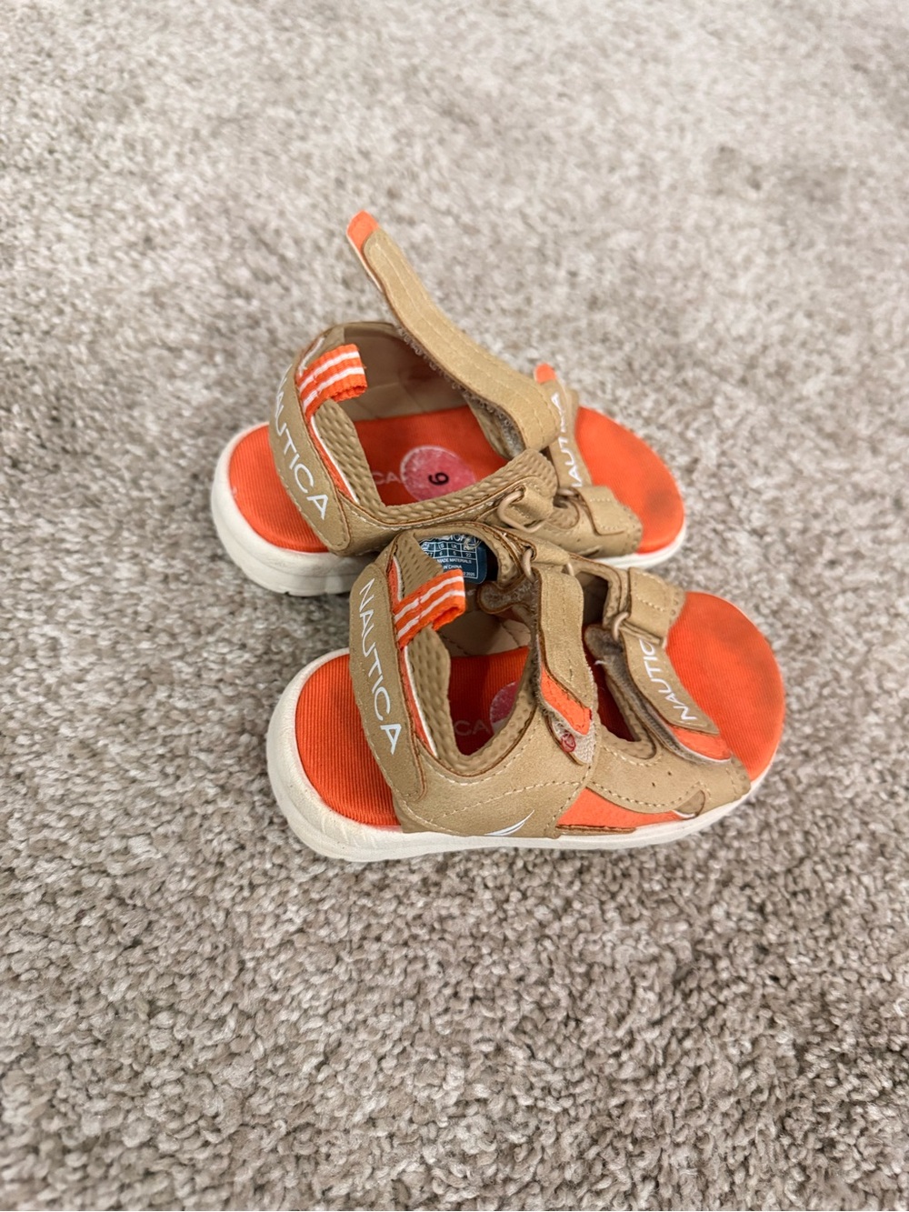 Nautica Kids Orange and Tan Hook-and-Loop Sandals